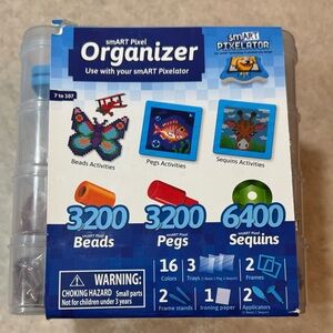 smART Pixel Organizer Beads Pegs Sequins Kit - Blue -Never Opened